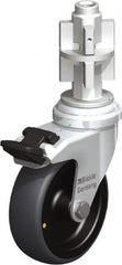 Blickle - 3" Diam x 63/64" Wide x 4" OAH Metal Expander Mount Swivel Caster with Brake - Rubber Elastomer (TPE), 110 Lb Capacity, Plain Bore Bearing, Metal Expander Stem - Benchmark Tooling