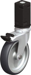 Blickle - 4" Diam x 63/64" Wide x 4-7/8" OAH Stem Mount Swivel Caster with Brake - Rubber Elastomer (TPE), 154 Lb Capacity, Plain Bore Bearing, Square Stem - Benchmark Tooling