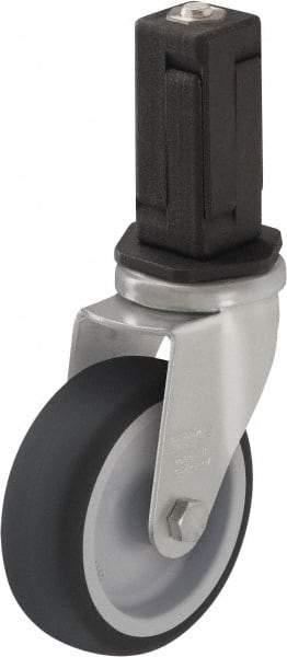 Blickle - 3" Diam x 63/64" Wide x 3-55/64" OAH Stem Mount Swivel Caster - Rubber Elastomer (TPE), 165 Lb Capacity, Ball Bearing, 3/8" Threaded Stem - Benchmark Tooling