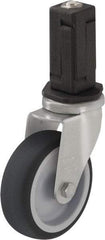 Blickle - 3" Diam x 63/64" Wide x 3-55/64" OAH Stem Mount Swivel Caster - Rubber Elastomer (TPE), 165 Lb Capacity, Ball Bearing, 3/8" Threaded Stem - Benchmark Tooling