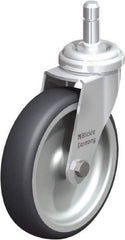 Blickle - 4" Diam x 63/64" Wide x 4-49/64" OAH Stem Mount Swivel Caster - Rubber Elastomer (TPE), 154 Lb Capacity, Plain Bore Bearing, Friction Stem - Benchmark Tooling