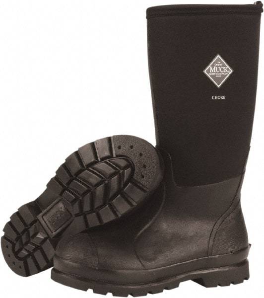 Honeywell - Men's Size 9 Wide Width Reinforced Knee Boot - Black, Neoprene Upper, Rubber Outsole, 16" High, Pull-On - Benchmark Tooling