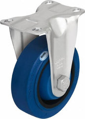 Blickle - 5" Diam x 1-3/8" Wide x 6-1/8" OAH Top Plate Mount Rigid Caster - Solid Rubber, 400 Lb Capacity, Ball Bearing, 3-5/8 x 2-1/2" Plate - Benchmark Tooling