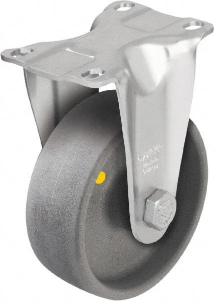 Blickle - 5" Diam x 1-9/16" Wide x 6-1/8" OAH Top Plate Mount Rigid Caster - Impact-Resistant Nylon, 400 Lb Capacity, Plain Bore Bearing, 3-5/8 x 2-1/2" Plate - Benchmark Tooling
