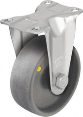 Blickle - 5" Diam x 1-9/16" Wide x 6-1/8" OAH Top Plate Mount Rigid Caster - Impact-Resistant Nylon, 400 Lb Capacity, Plain Bore Bearing, 3-5/8 x 2-1/2" Plate - Benchmark Tooling