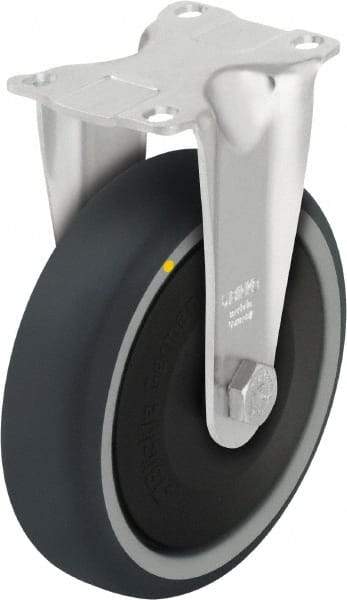 Blickle - 4" Diam x 1-1/4" Wide x 5-1/8" OAH Top Plate Mount Rigid Caster - Thermoplastic Polyurethane, 400 Lb Capacity, Ball Bearing, 3-5/8 x 2-1/2" Plate - Benchmark Tooling