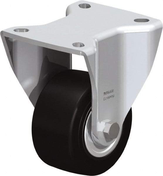 Blickle - 3" Diam x 1-49/64" Wide x 4-23/32" OAH Top Plate Mount Rigid Caster - Solid Rubber, 440 Lb Capacity, Ball Bearing, 3-15/16 x 3-3/8" Plate - Benchmark Tooling