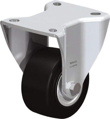 Blickle - 3" Diam x 1-49/64" Wide x 4-23/32" OAH Top Plate Mount Rigid Caster - Solid Rubber, 440 Lb Capacity, Ball Bearing, 3-15/16 x 3-3/8" Plate - Benchmark Tooling