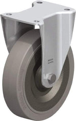 Blickle - 8" Diam x 1-31/32" Wide x 9-41/64" OAH Top Plate Mount Rigid Caster - Solid Rubber, 1,320 Lb Capacity, Ball Bearing, 5-1/2 x 4-3/8" Plate - Benchmark Tooling
