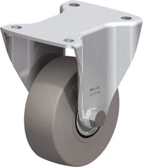 Blickle - 5" Diam x 1-31/32" Wide x 6-11/16" OAH Top Plate Mount Rigid Caster - Solid Rubber, 704 Lb Capacity, Ball Bearing, 5-1/2 x 4-3/8" Plate - Benchmark Tooling