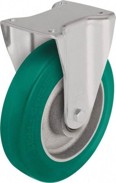 Blickle - 8" Diam x 1-31/32" Wide x 9-41/64" OAH Top Plate Mount Rigid Caster - Polyurethane-Elastomer Blickle Softhane, 1,760 Lb Capacity, Ball Bearing, 5-1/2 x 4-3/8" Plate - Benchmark Tooling