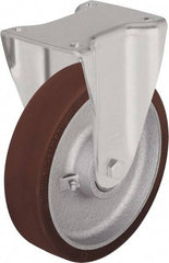 Blickle - 10" Diam x 2-23/64" Wide x 11-39/64" OAH Top Plate Mount Rigid Caster - Polyurethane-Elastomer Blickle Softhane, 1,980 Lb Capacity, Ball Bearing, 5-1/2 x 4-3/8" Plate - Benchmark Tooling