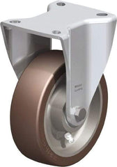 Blickle - 5" Diam x 1-37/64" Wide x 7-1/2" OAH Top Plate Mount Rigid Caster - Polyurethane-Elastomer Blickle Softhane, 1,100 Lb Capacity, Ball Bearing, 5-1/2 x 4-3/8" Plate - Benchmark Tooling