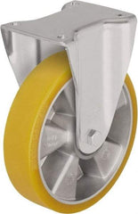 Blickle - 4" Diam x 1-37/64" Wide x 8-1/2" OAH Top Plate Mount Rigid Caster - Polyurethane-Elastomer Blickle Softhane, 770 Lb Capacity, Ball Bearing, 5-1/2 x 4-3/8" Plate - Benchmark Tooling