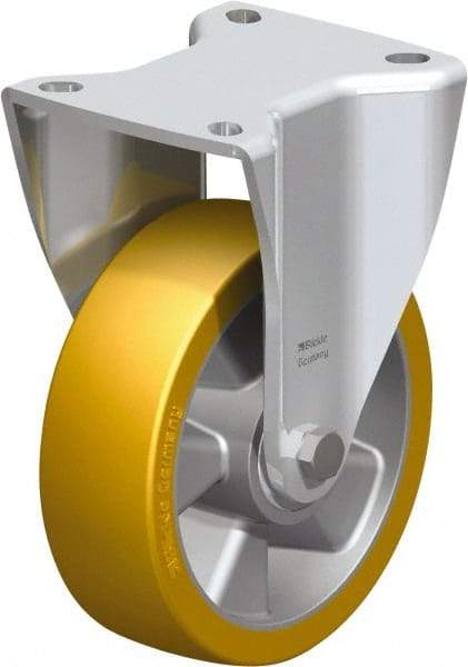 Blickle - 5" Diam x 1-37/64" Wide x 6-1/2" OAH Top Plate Mount Rigid Caster - Polyurethane-Elastomer Blickle Softhane, 770 Lb Capacity, Ball Bearing, 3-15/16 x 3-3/8" Plate - Benchmark Tooling