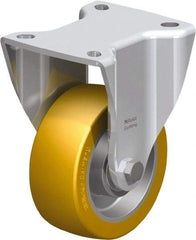 Blickle - 4" Diam x 1-37/64" Wide x 7-1/2" OAH Top Plate Mount Rigid Caster - Polyurethane-Elastomer Blickle Softhane, 770 Lb Capacity, Ball Bearing, 3-15/16 x 3-3/8" Plate - Benchmark Tooling