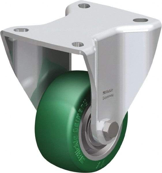 Blickle - 3" Diam x 1-37/64" Wide x 4-23/32" OAH Top Plate Mount Rigid Caster - Polyurethane-Elastomer Blickle Softhane, 506 Lb Capacity, Ball Bearing, 3-15/16 x 3-3/8" Plate - Benchmark Tooling