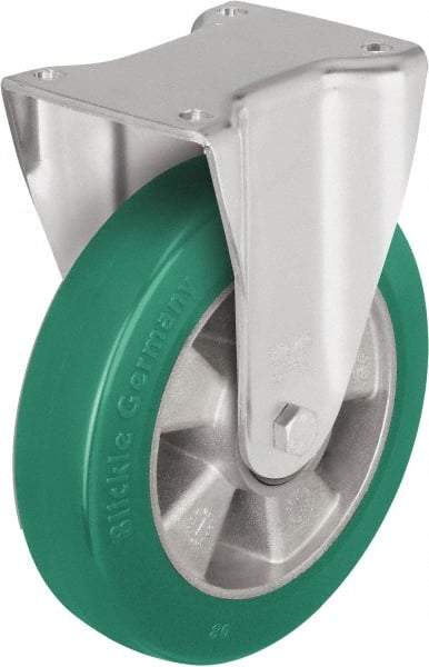 Blickle - 8" Diam x 1-31/32" Wide x 9-41/64" OAH Top Plate Mount Rigid Caster - Polyurethane-Elastomer Blickle Softhane, 1,540 Lb Capacity, Ball Bearing, 5-1/2 x 4-3/8" Plate - Benchmark Tooling