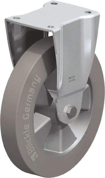 Blickle - 10" Diam x 1-31/32" Wide x 11-39/64" OAH Top Plate Mount Rigid Caster - Solid Rubber, 1,430 Lb Capacity, Ball Bearing, 5-1/2 x 4-3/8" Plate - Benchmark Tooling