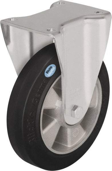 Blickle - 8" Diam x 1-31/32" Wide x 9-41/64" OAH Top Plate Mount Rigid Caster - Solid Rubber, 1,100 Lb Capacity, Ball Bearing, 5-1/2 x 4-3/8" Plate - Benchmark Tooling
