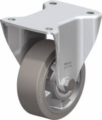 Blickle - 5" Diam x 1-31/32" Wide x 6-11/16" OAH Top Plate Mount Rigid Caster - Solid Rubber, 594 Lb Capacity, Ball Bearing, 5-1/2 x 4-3/8" Plate - Benchmark Tooling