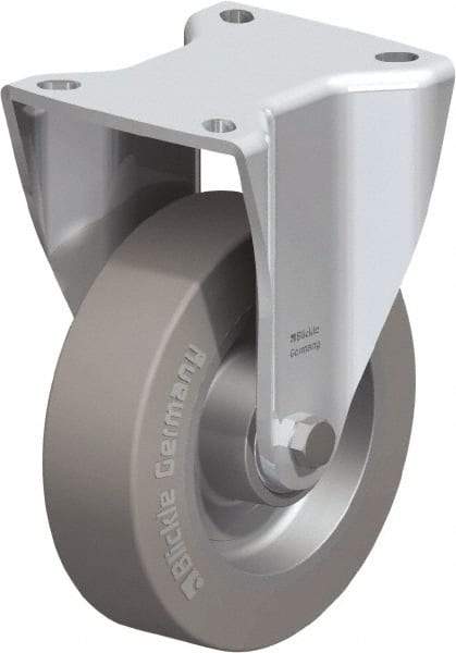 Blickle - 5" Diam x 1-37/64" Wide x 6-1/2" OAH Top Plate Mount Rigid Caster - Solid Rubber, 550 Lb Capacity, Ball Bearing, 3-15/16 x 3-3/8" Plate - Benchmark Tooling