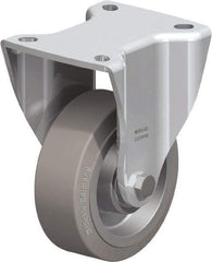 Blickle - 4" Diam x 1-37/64" Wide x 5-1/2" OAH Top Plate Mount Rigid Caster - Solid Rubber, 440 Lb Capacity, Ball Bearing, 3-15/16 x 3-3/8" Plate - Benchmark Tooling
