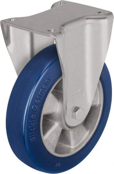 Blickle - 6-1/2" Diam x 1-31/32" Wide x 7-61/64" OAH Top Plate Mount Rigid Caster - Polyurethane-Elastomer Blickle Besthane, 1,210 Lb Capacity, Ball Bearing, 5-1/2 x 4-3/8" Plate - Benchmark Tooling