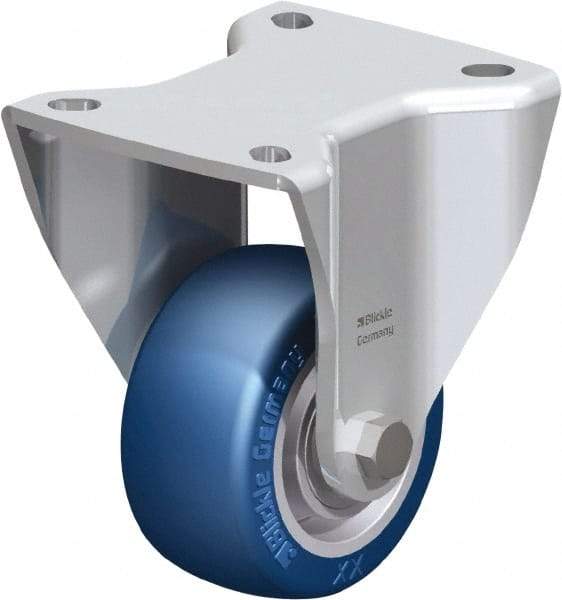 Blickle - 3" Diam x 1-37/64" Wide x 4-23/32" OAH Top Plate Mount Rigid Caster - Polyurethane-Elastomer Blickle Besthane, 506 Lb Capacity, Ball Bearing, 3-15/16 x 3-3/8" Plate - Benchmark Tooling