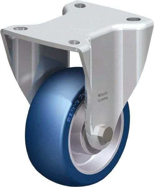 Blickle - 4" Diam x 1-37/64" Wide x 5-1/2" OAH Top Plate Mount Rigid Caster - Polyurethane-Elastomer Blickle Besthane, 660 Lb Capacity, Ball Bearing, 3-15/16 x 3-3/8" Plate - Benchmark Tooling