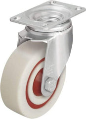 Blickle - 4" Diam x 1-3/8" Wide x 5-1/8" OAH Top Plate Mount Swivel Caster - Impact-Resistant Nylon, 400 Lb Capacity, Ball Bearing, 3-5/8 x 2-1/2" Plate - Benchmark Tooling
