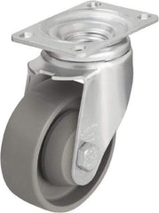Blickle - 3-1/2" Diam x 1-1/4" Wide x 4-11/16" OAH Top Plate Mount Swivel Caster - Impact-Resistant Nylon, 400 Lb Capacity, Ball Bearing, 3-5/8 x 2-1/2" Plate - Benchmark Tooling