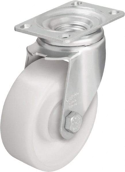 Blickle - 4" Diam x 1-7/16" Wide x 5-1/8" OAH Top Plate Mount Swivel Caster - Impact-Resistant Nylon, 400 Lb Capacity, Ball Bearing, 3-5/8 x 2-1/2" Plate - Benchmark Tooling
