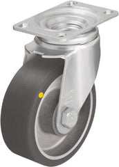 Blickle - 5" Diam x 1-9/16" Wide x 6-1/8" OAH Top Plate Mount Swivel Caster - Polyurethane-Elastomer Blickle Softhane, 400 Lb Capacity, Ball Bearing, 3-5/8 x 2-1/2" Plate - Benchmark Tooling