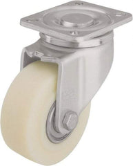 Blickle - 4" Diam x 1-37/64" Wide x 5-33/64" OAH Top Plate Mount Swivel Caster - Impact-Resistant Cast Nylon, 1,540 Lb Capacity, Ball Bearing, 3-15/16 x 3-3/8" Plate - Benchmark Tooling