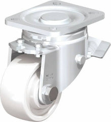 Blickle - 3" Diam x 1-29/64" Wide x 4-23/32" OAH Top Plate Mount Swivel Caster with Brake - Impact-Resistant Nylon, 770 Lb Capacity, Ball Bearing, 3-15/16 x 3-3/8" Plate - Benchmark Tooling