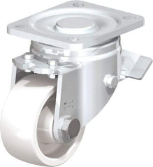 Blickle - 3" Diam x 1-29/64" Wide x 4-23/32" OAH Top Plate Mount Swivel Caster with Brake - Impact-Resistant Nylon, 770 Lb Capacity, Plain Bore Bearing, 3-15/16 x 3-3/8" Plate - Benchmark Tooling