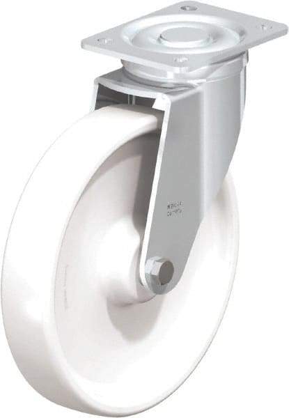Blickle - 10" Diam x 1-31/32" Wide x 11-39/64" OAH Top Plate Mount Swivel Caster - Impact-Resistant Nylon, 1,980 Lb Capacity, Plain Bore Bearing, 5-1/2 x 4-3/8" Plate - Benchmark Tooling