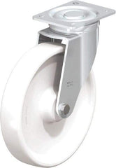 Blickle - 10" Diam x 1-31/32" Wide x 11-39/64" OAH Top Plate Mount Swivel Caster - Impact-Resistant Nylon, 1,980 Lb Capacity, Plain Bore Bearing, 5-1/2 x 4-3/8" Plate - Benchmark Tooling