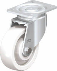 Blickle - 6" Diam x 1-31/32" Wide x 7-3/4" OAH Top Plate Mount Swivel Caster - Impact-Resistant Nylon, 1,760 Lb Capacity, Ball Bearing, 5-1/2 x 4-3/8" Plate - Benchmark Tooling