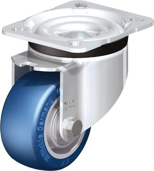 Blickle - 3" Diam x 1-37/64" Wide x 4-21/64" OAH Top Plate Mount Swivel Caster - Polyurethane-Elastomer Blickle Besthane, 506 Lb Capacity, Ball Bearing, 3-15/16 x 3-3/8" Plate - Benchmark Tooling