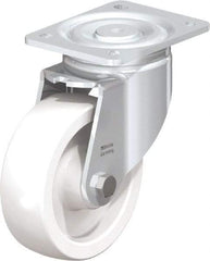 Blickle - 6" Diam x 1-31/32" Wide x 7-3/4" OAH Top Plate Mount Swivel Caster - Impact-Resistant Nylon, 1,760 Lb Capacity, Plain Bore Bearing, 5-1/2 x 4-3/8" Plate - Benchmark Tooling
