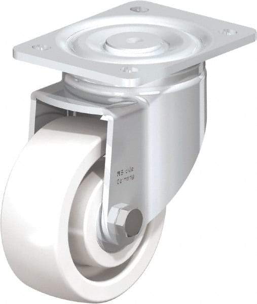Blickle - 5" Diam x 1-31/32" Wide x 6-11/16" OAH Top Plate Mount Swivel Caster - Impact-Resistant Nylon, 1,650 Lb Capacity, Ball Bearing, 5-1/2 x 4-3/8" Plate - Benchmark Tooling