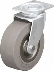 Blickle - 8" Diam x 3-9/64" Wide x 9-41/64" OAH Top Plate Mount Swivel Caster - Solid Rubber, 1,870 Lb Capacity, Ball Bearing, 5-1/2 x 4-3/8" Plate - Benchmark Tooling