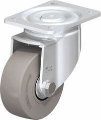 Blickle - 5" Diam x 1-31/32" Wide x 6-11/16" OAH Top Plate Mount Swivel Caster - Solid Rubber, 704 Lb Capacity, Ball Bearing, 5-1/2 x 4-3/8" Plate - Benchmark Tooling