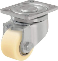 Blickle - 2-1/2" Diam x 1-37/64" Wide x 3-13/16" OAH Top Plate Mount Swivel Caster - Impact-Resistant Cast Nylon, 1,430 Lb Capacity, Ball Bearing, 3-15/16 x 3-3/8" Plate - Benchmark Tooling