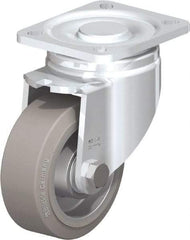 Blickle - 4" Diam x 1-9/16" Wide x 5-33/64" OAH Top Plate Mount Swivel Caster - Solid Rubber, 440 Lb Capacity, Ball Bearing, 3-15/16 x 3-3/8" Plate - Benchmark Tooling