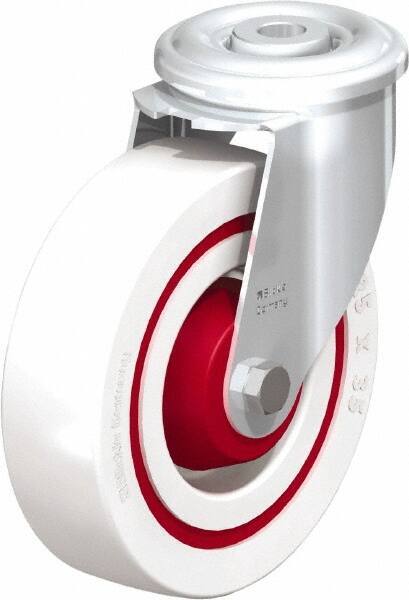 Blickle - 5" Diam x 1-3/8" Wide x 5-29/32" OAH Hollow Kingpin Mount Swivel Caster - Impact-Resistant Nylon, 330 Lb Capacity, Roller Bearing, Hollow Kingpin Stem - Benchmark Tooling