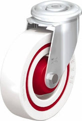 Blickle - 5" Diam x 1-3/8" Wide x 5-29/32" OAH Hollow Kingpin Mount Swivel Caster - Impact-Resistant Nylon, 330 Lb Capacity, Ball Bearing, Hollow Kingpin Stem - Benchmark Tooling