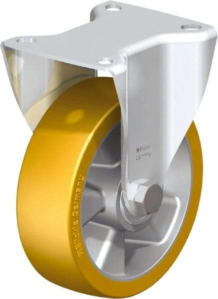 Blickle - 5" Diam x 1-9/16" Wide x 6-7/64" OAH Top Plate Mount Rigid Caster - Polyurethane-Elastomer Blickle Softhane, 770 Lb Capacity, Ball Bearing, 3-15/16 x 3-3/8" Plate - Benchmark Tooling